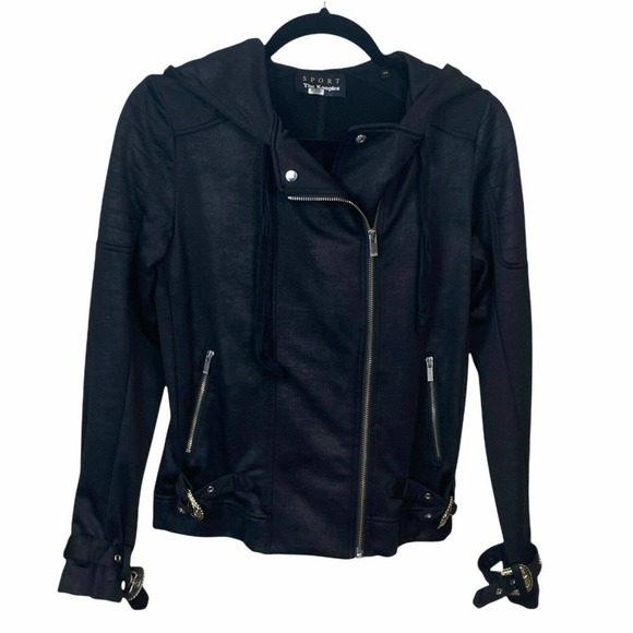 The Kooples Faux Leather Moto Jacket Hooded Size XS - Picture 6 of 12